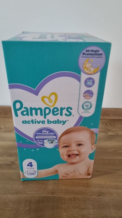Pampers Active Baby pieluszki pieluchy rozmiar 4, 132 szt, 9kg-14kg