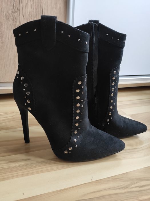 ## NOWE Czarne botki szpilka kozako Lady Dark DeeZee & CCC 38 ##