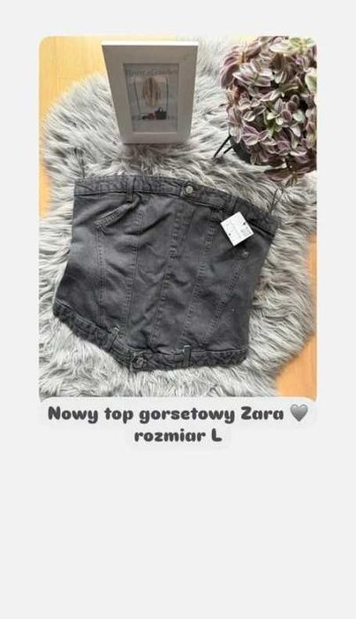 Top gorsetowy Zara damski gorset zapinany jeans szary wiosenny L /40