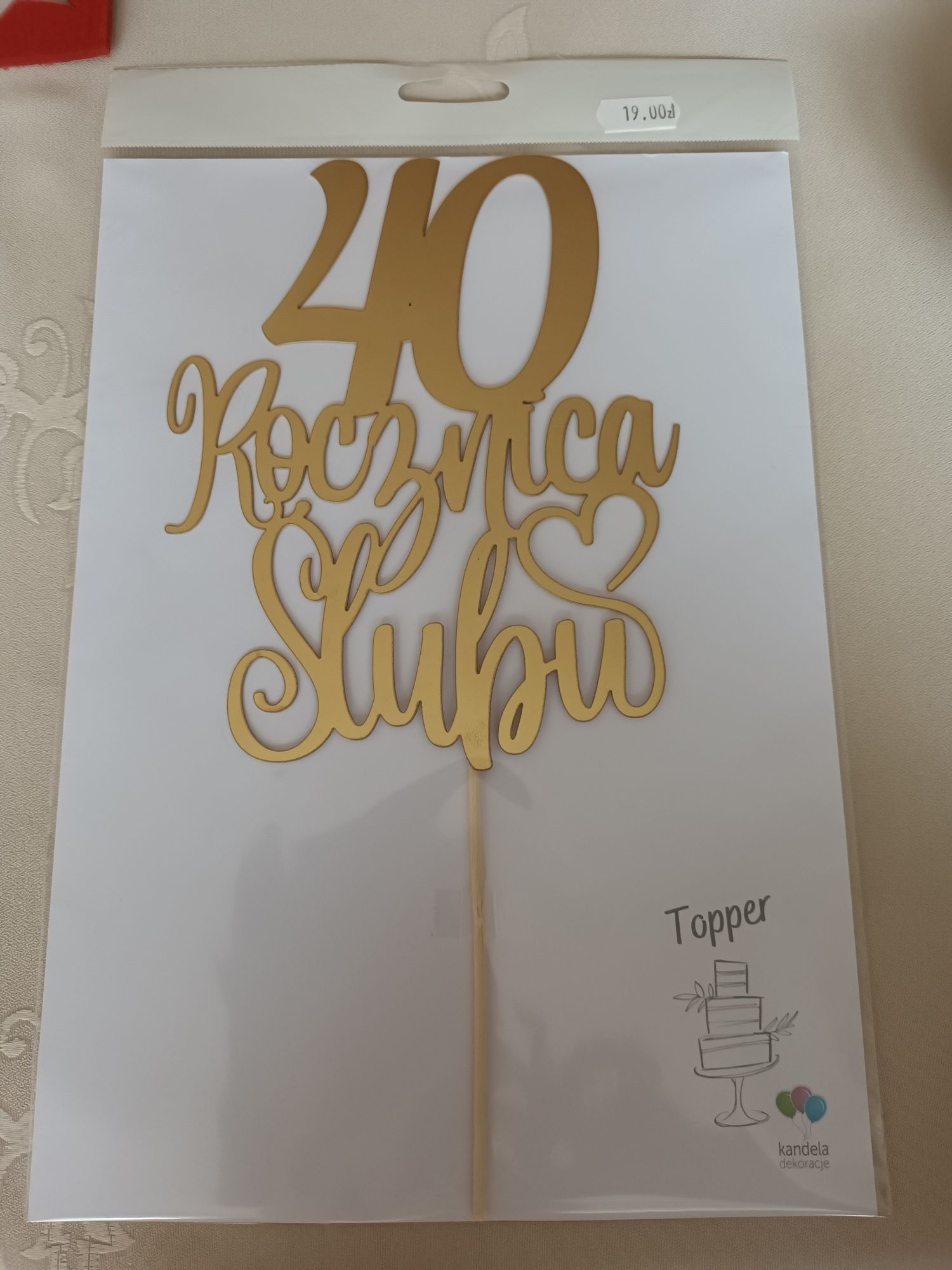 Topper na tort napis 40 rocznica slubu