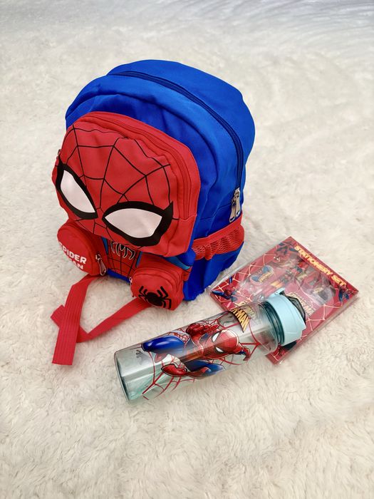 Mochila, garrafa e kit escolar Homem Aranha