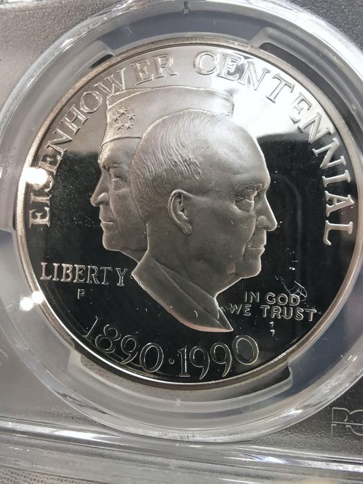 США 1 долар 1990р. 100р. Від народження Ейзенхауера. СРІБЛО. СЛАБ