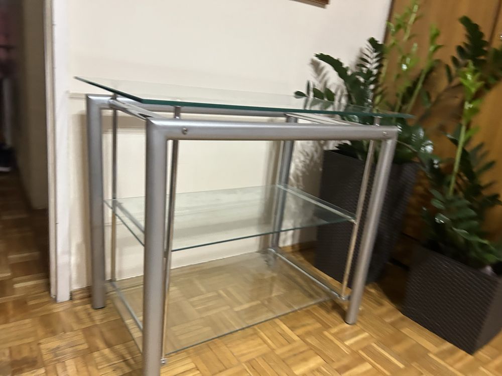 Szklany stolik rtv jysk stan bdb chrom nowoczensy loft