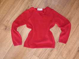 Sweterek dziewczęcy świąteczny czerwony z kokardą 98/104 h&m