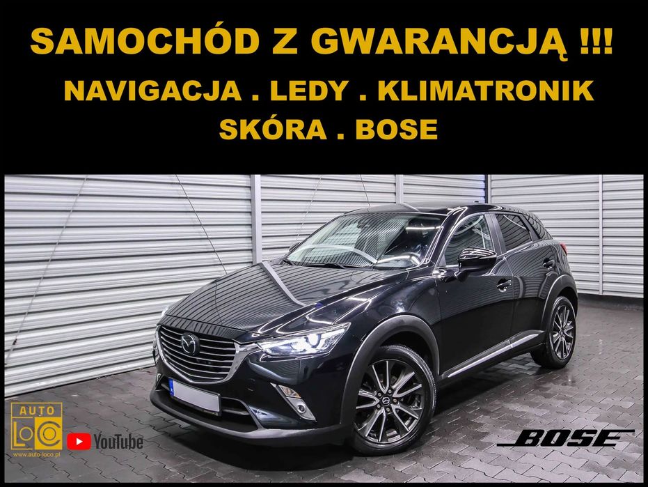Mazda CX-3 SKYPASSION + BOSE + Navigacja + SKÓRA + Asystenty + PARKTORNIC !