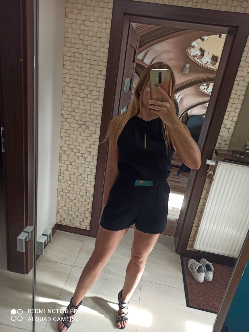 Elegancki letni czarny kombinezon S