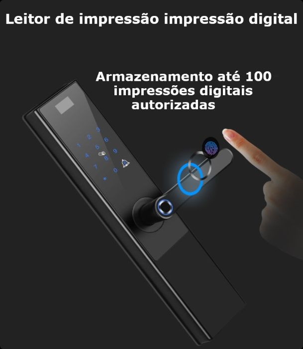 fechadura inteligente biometrica APP telemovel cartão RFID teclado