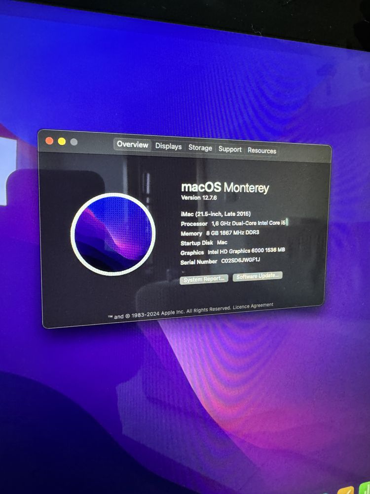 Apple iMac 21.5”, final de 2015, 8Gb, 1TB