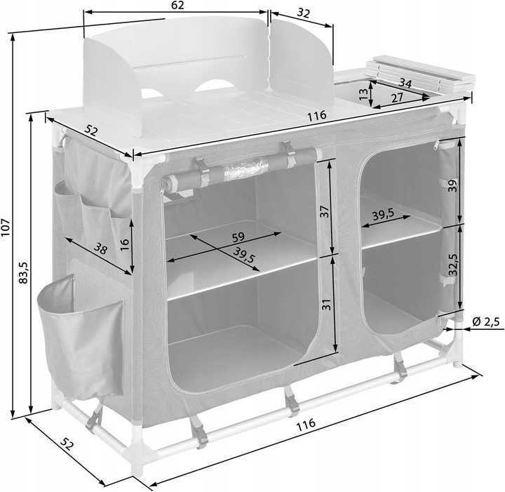 Kuchnia kempingowa 116x52x107cm