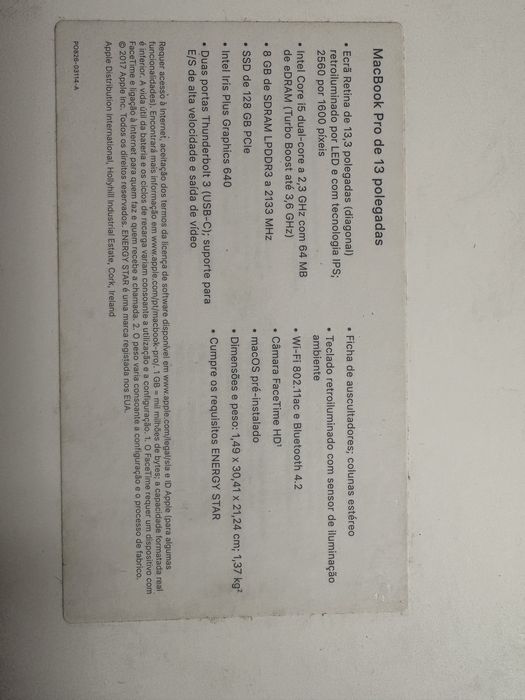 Apple MacBook Pro 13″ ( 2017) - em funcionamento