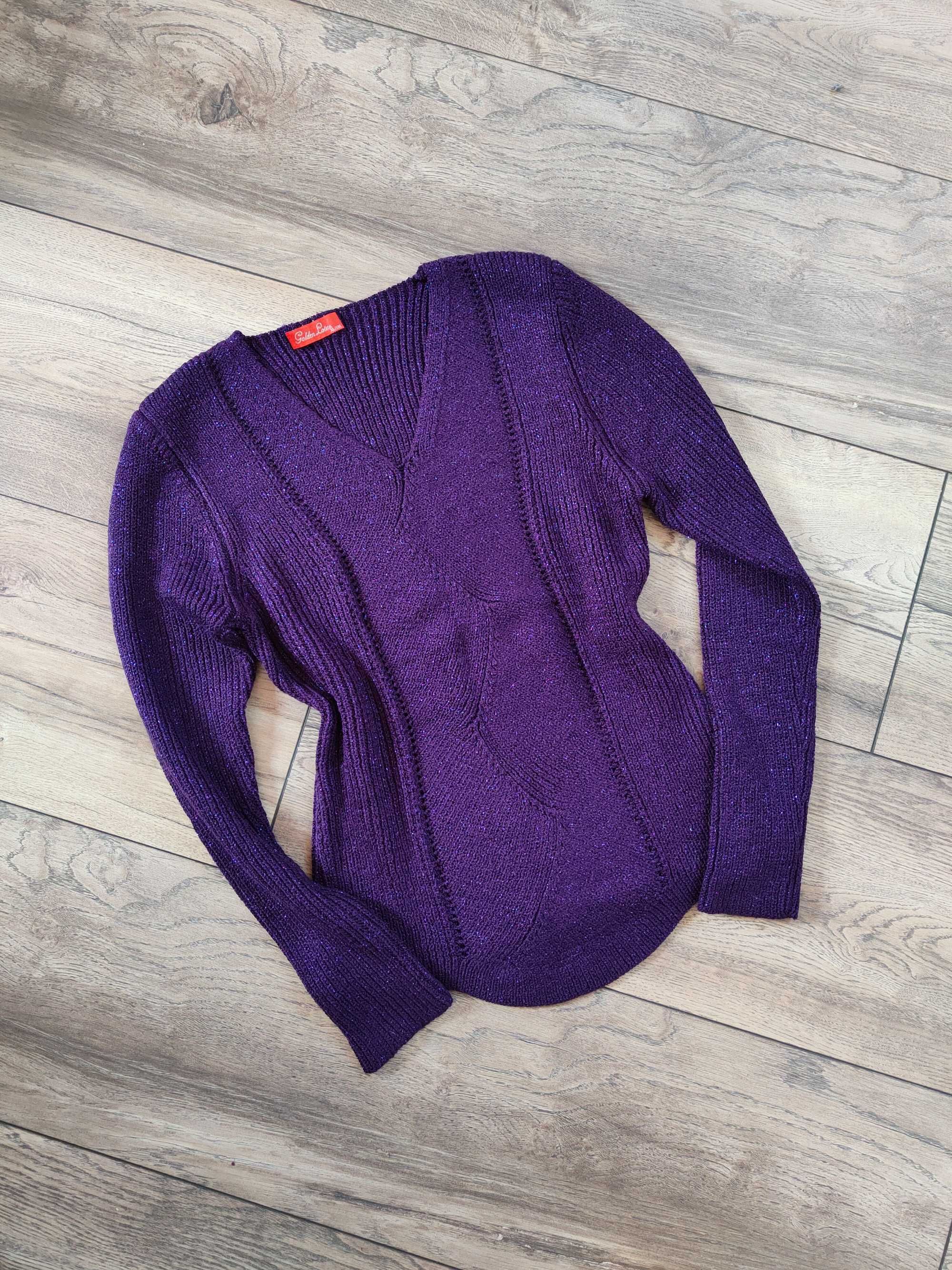 Fioletowy sweter 40 42 Metaliczny Vintage
