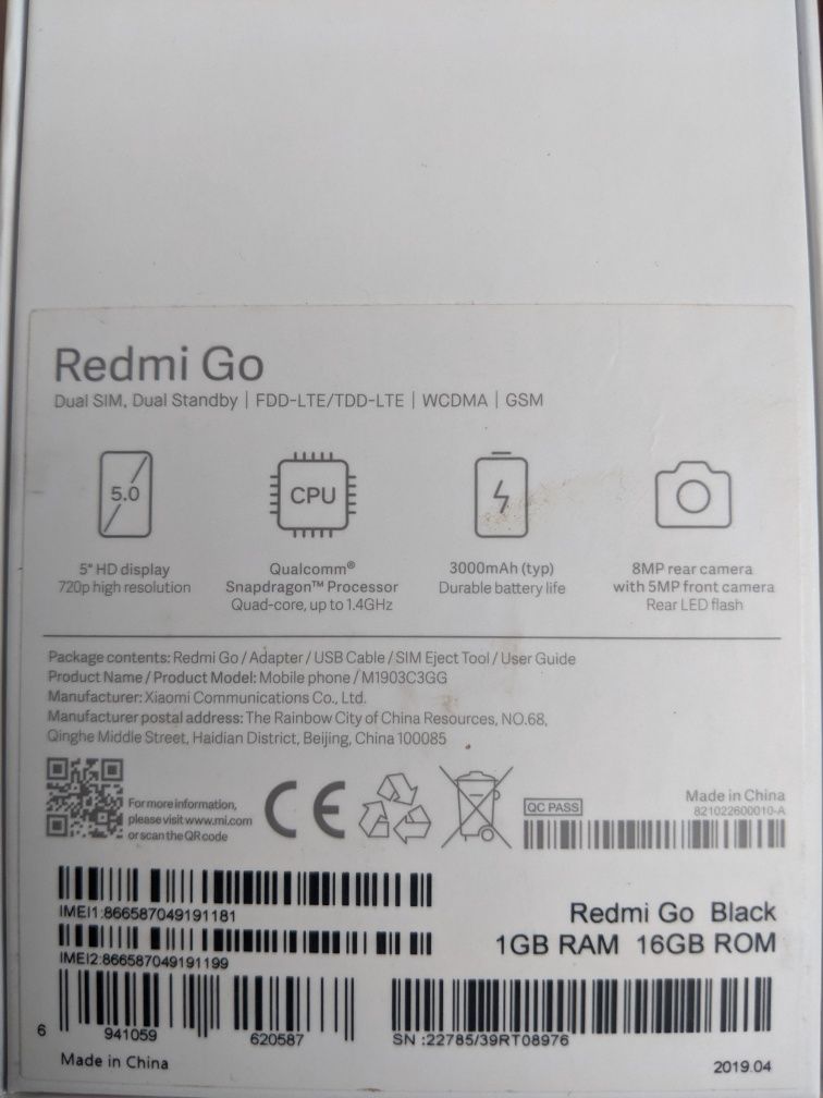 Телефон Xiaomi redmi go 16gb