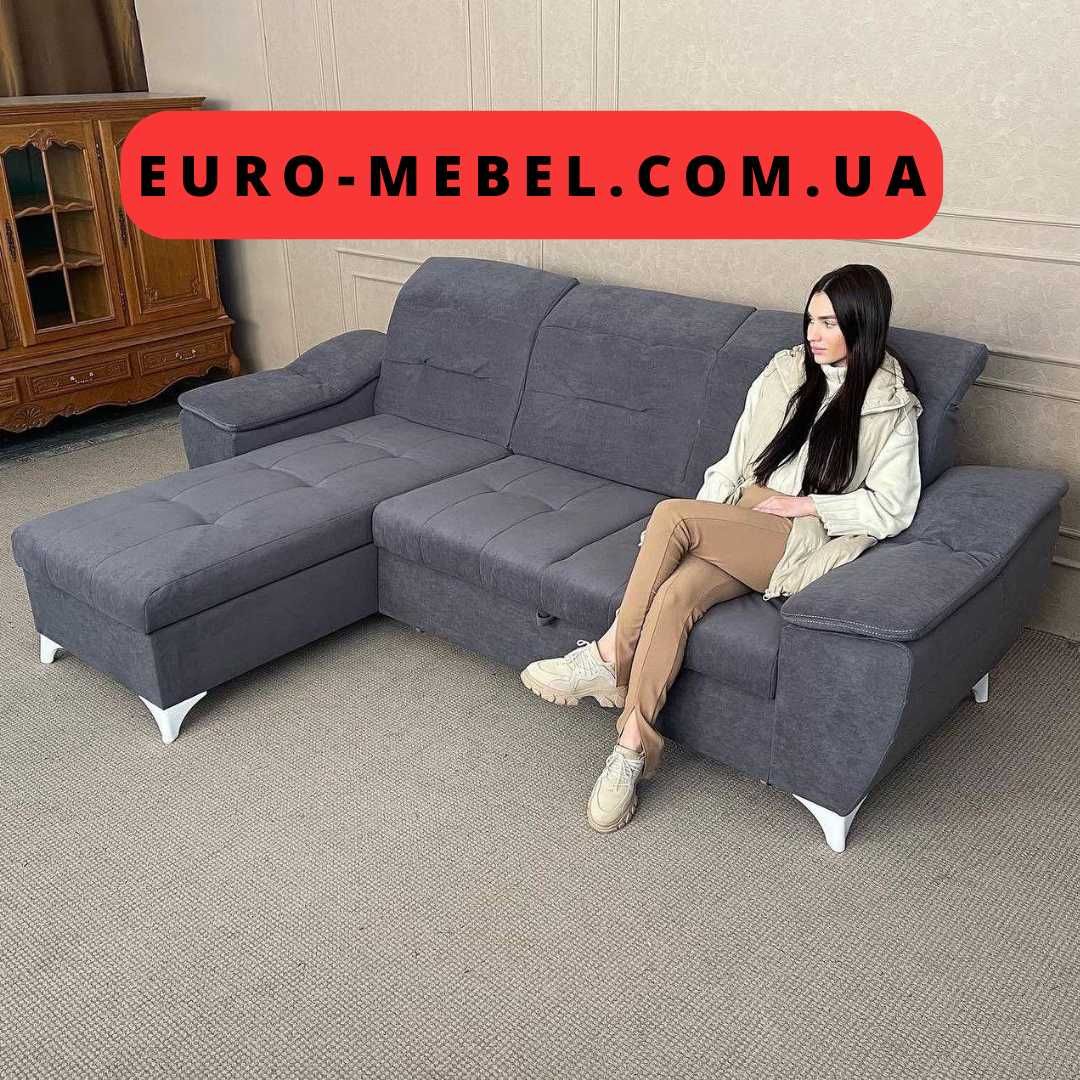 Розкладний диван з нішею графіт