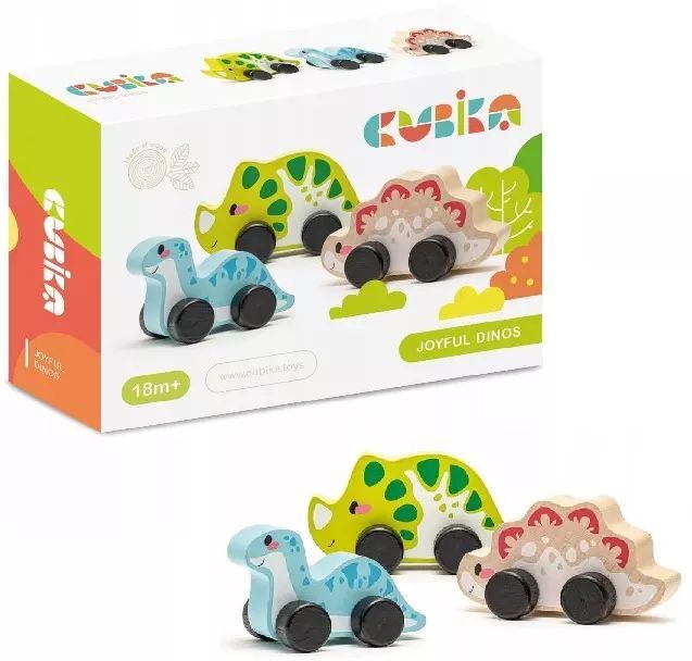 Drewniany zestaw. Radosne dinozaury. Cubika