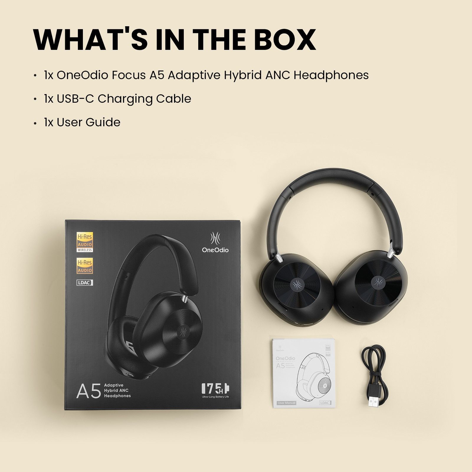 OneOdio Focus A5 Беспроводные Bluetooth 5.4 Наушники /ANC/Hi-res/LDAC