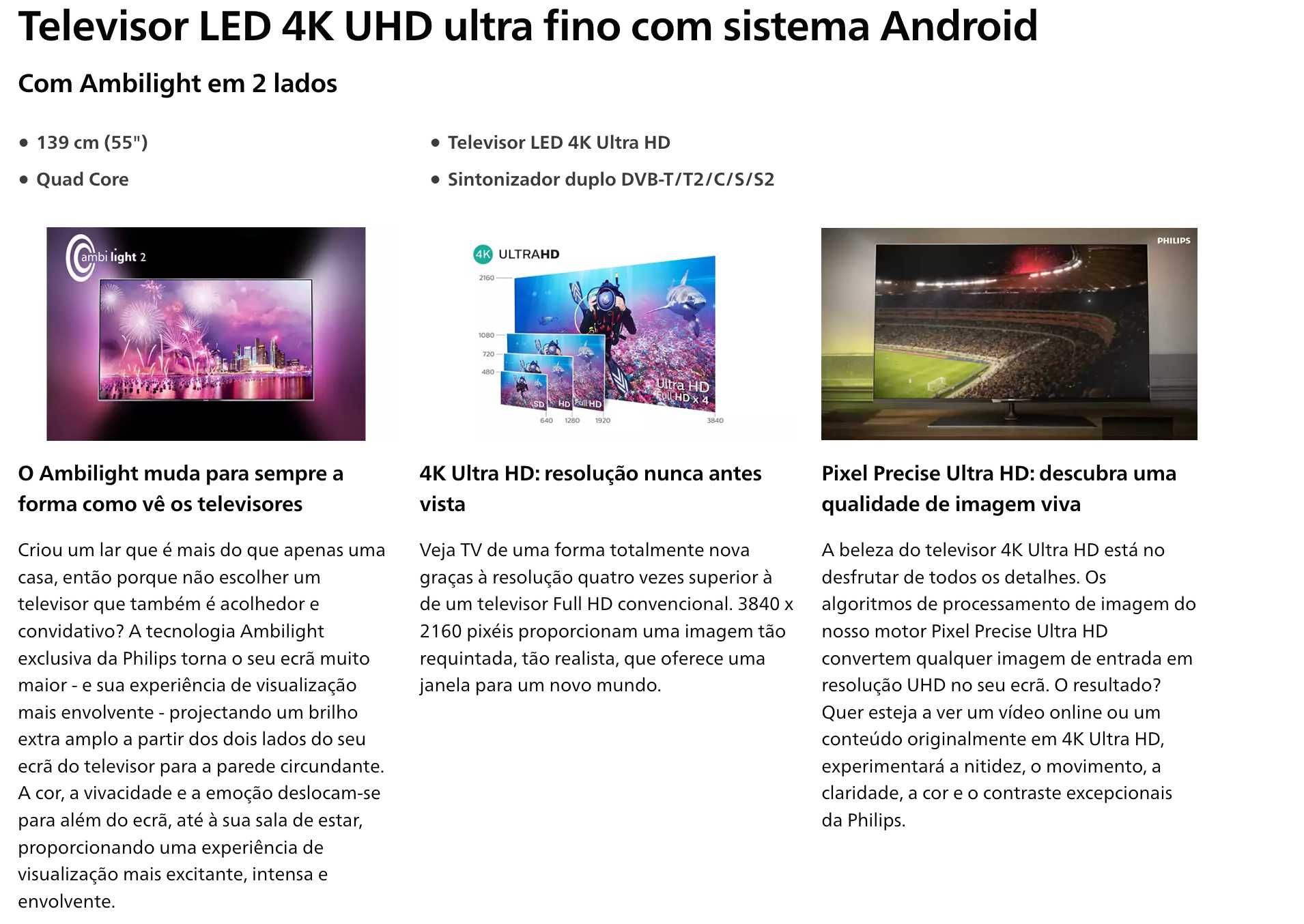 TV Led Philips 49" 4K  3D