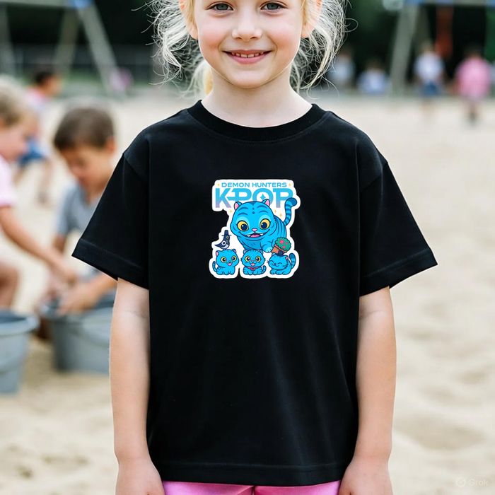 Koszulka dziecięca czarna K-Pop Hunter: demon hunters kpop, koty 116