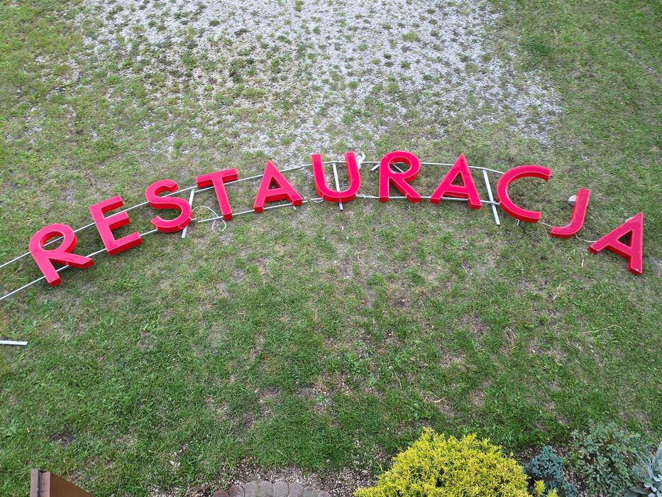 Reklama "RESTAURACJA" LED , aluminiowe litery i stelaż