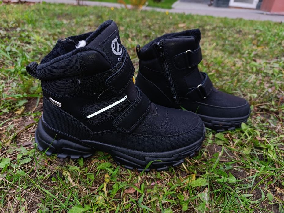 Зимові термо сапоги ботінки чорні для хлопчика зимние ботинки для маль