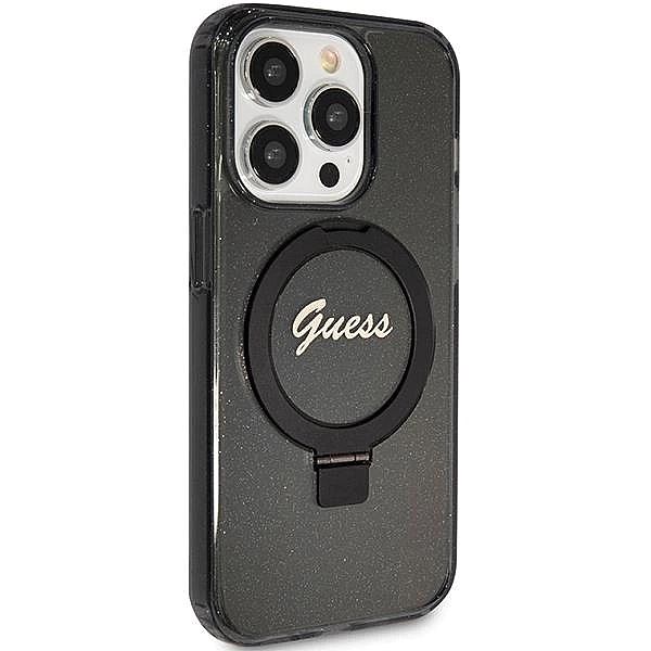 Etui Guess Ring Stand Script Glitter MagSafe na iPhone 15 Pro Max - cz