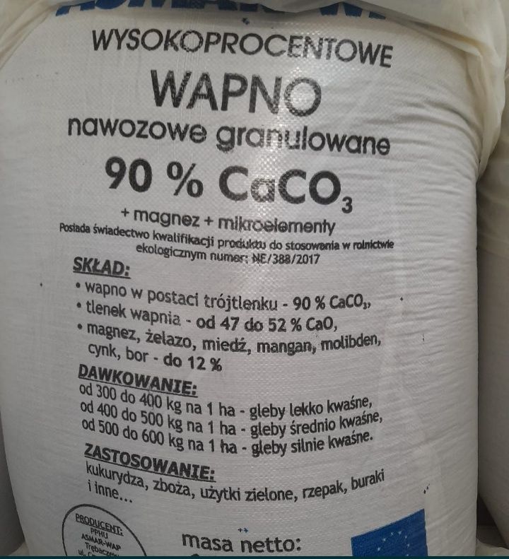 Nawóz wapniowy granulowany, luzem