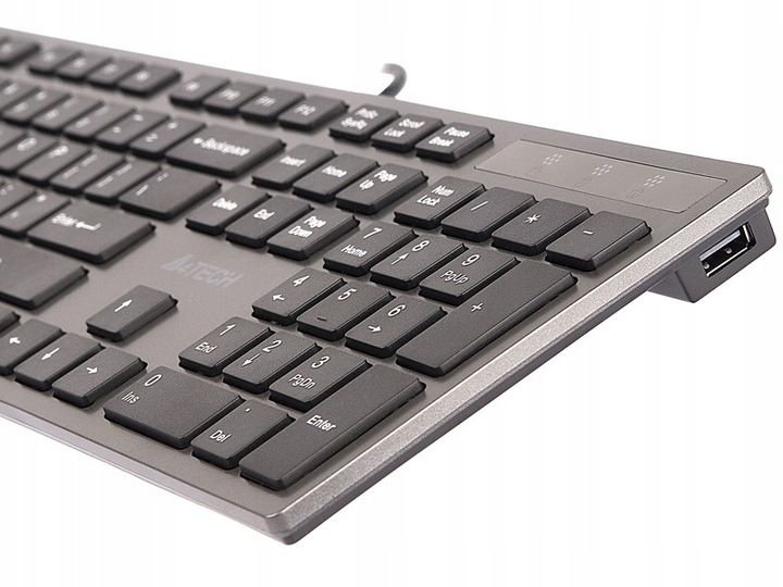 Płaska Wyspowa Klawiatura A4tech Miękkie Niskie Klawisze + 2x Hub Usb