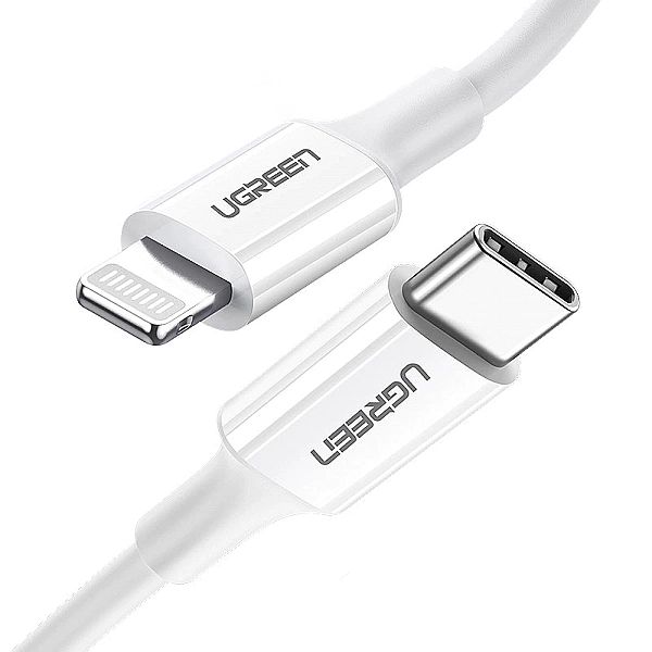 Ugreen kabel przewód MFi USB Typ C - Lightning 20W 3A 0.25 m biały (US
