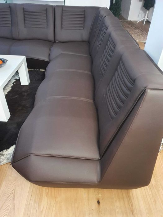Duży Klasyczny Skórzany Narożnik + Fotel Czekolada Zestaw