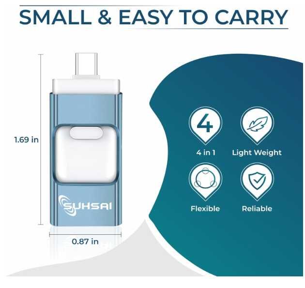 Pendrive SUHSAI Y01T Pamięć  USB 4w1 256 GB (Sky Blue)