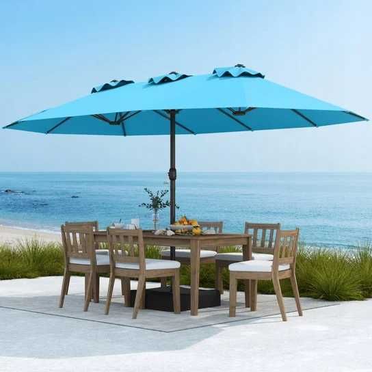 Podwójny parasol ogrodowy ze stojakiem i korbką  470x260