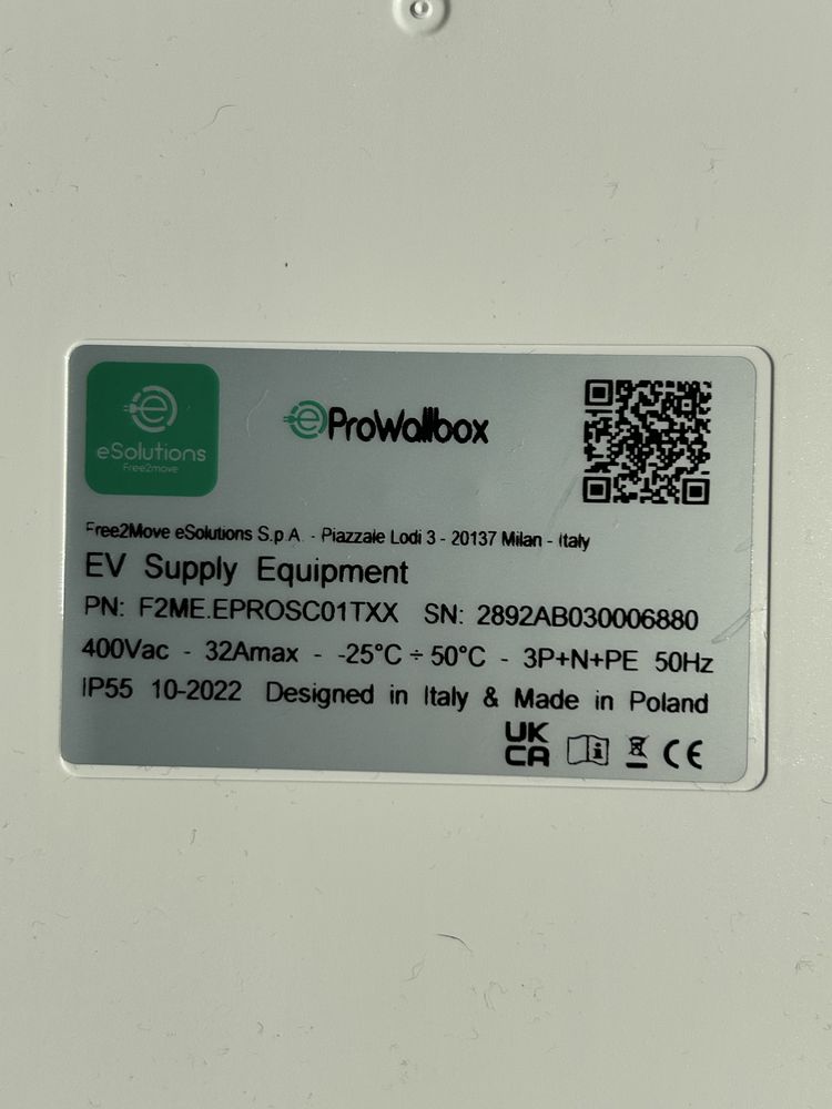 stacja ładowania eSolutions ProWallbox nowa – Typ 2 – 32A – 22 kW