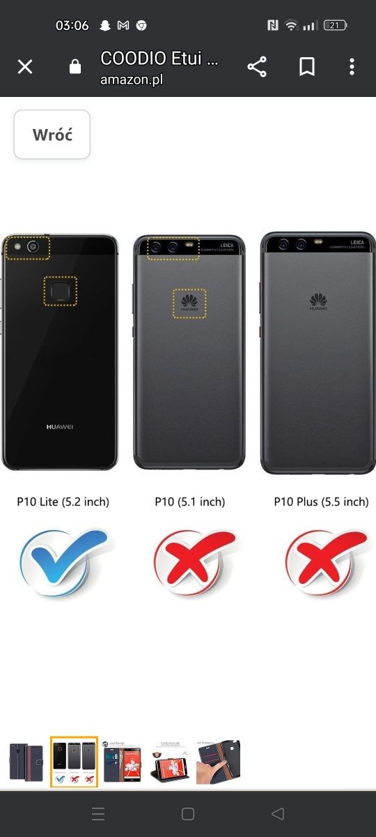 Etui z klapką do Huawei P10 Lite, Futerał na Portfel Magnetyczny