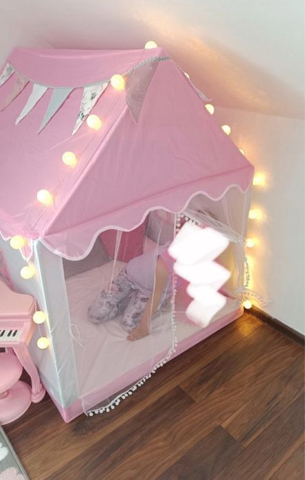 Namiot domek dla dzieci zamek palac do pokoju ogrodu domu + lampki LED