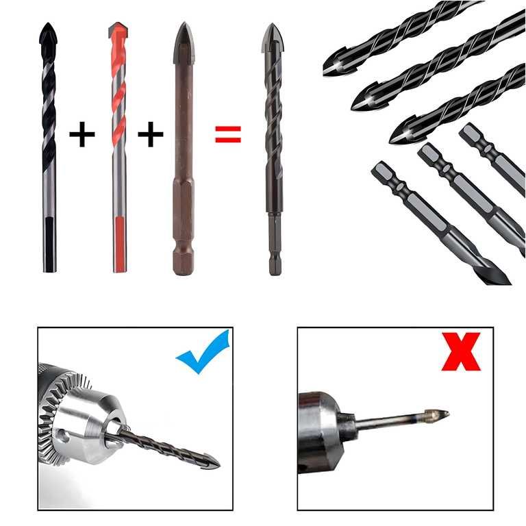zestaw uniwersalnych wierteł do kamienia szkła płytek 10 SZT 5-12MM