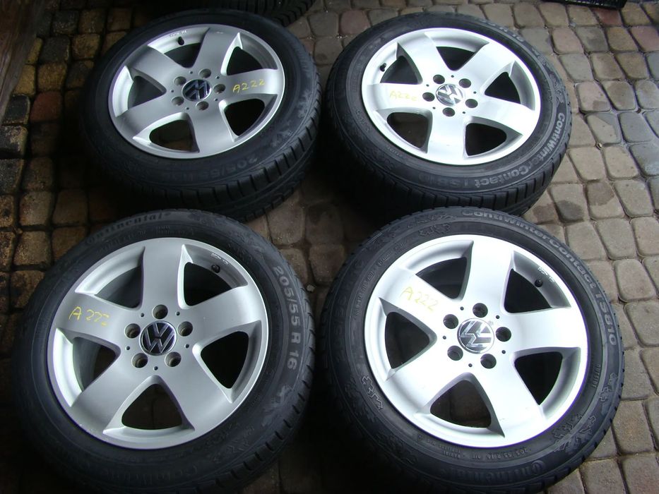 a222 5x112 VW Golf V VI VII VIII Plus Jetta Touran Caddy Passat B5 B6 7,5jx16 opona zima 205/55