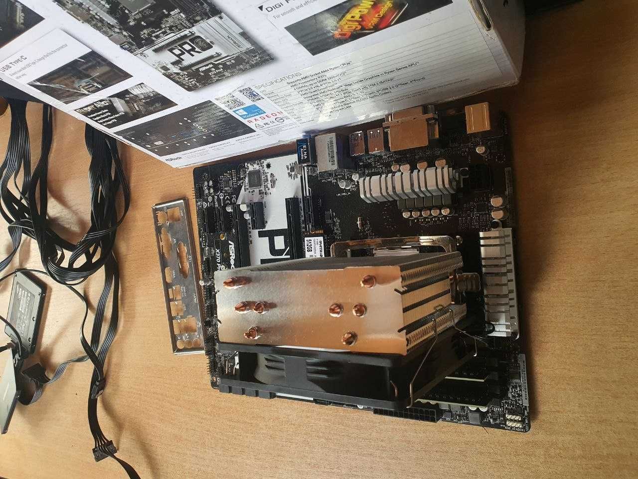 Матер плата AM4 ASRock X370 Pro4 с Ryzen 5 5600 и кулер.