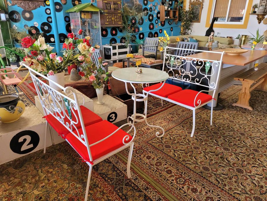 Conjunto de jardim em ferro - Dois bancos de dois lugares