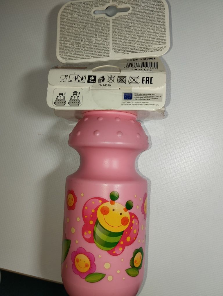 Nowy różowy bidon butelka dla dziewczynki Canpol Babies 360ml sportowy