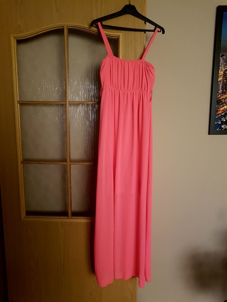 Długa neonowa sukienka