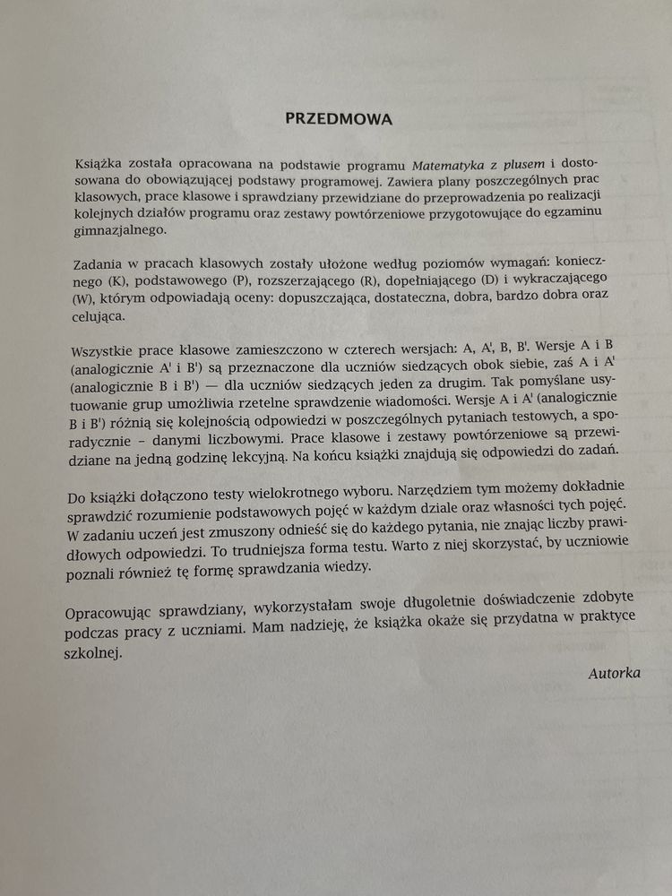 Matematyka z plusem 3 sprawdziany dla uczniów gimnazjum