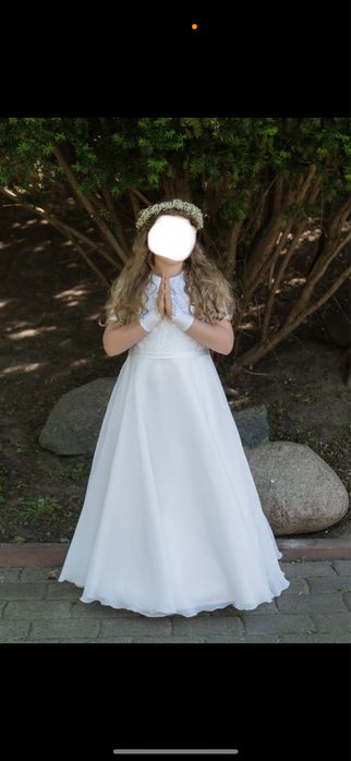 Sukienka komunijna alba DUBER Selena bolerko i rękawiczki