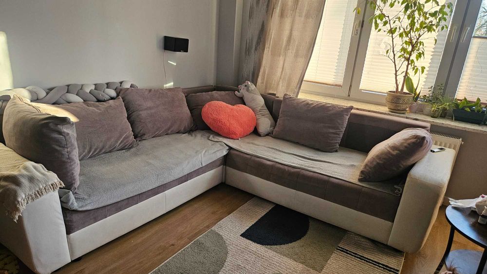 Narożnik szary z funkcją spania