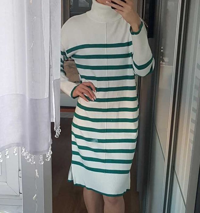 Sukienka paski dzianinowa golf sweterkowa M L xl xxl