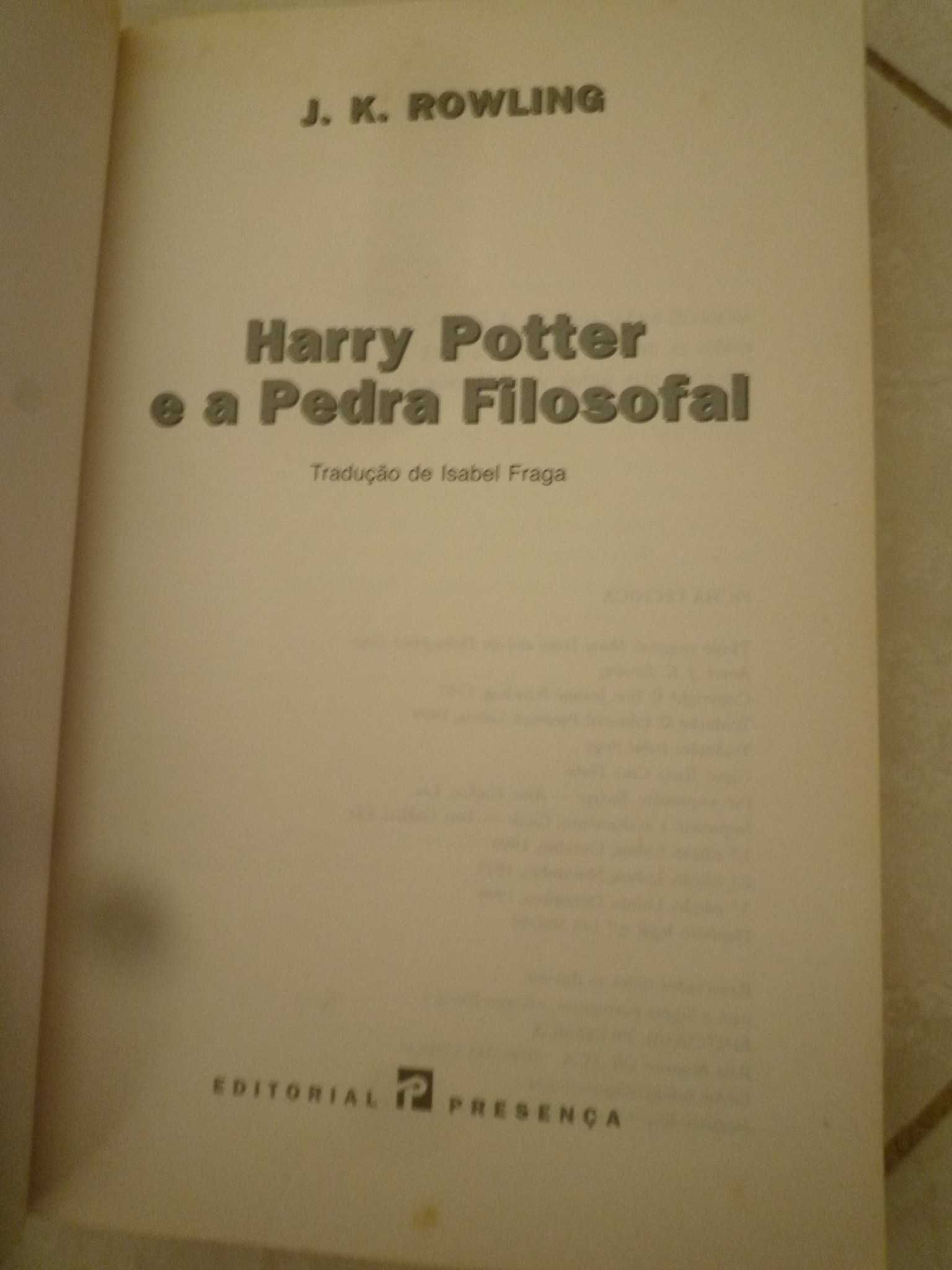 Harry Potter e a Pedra Filosofal  3ª Edição de 1999 Editorial Presença