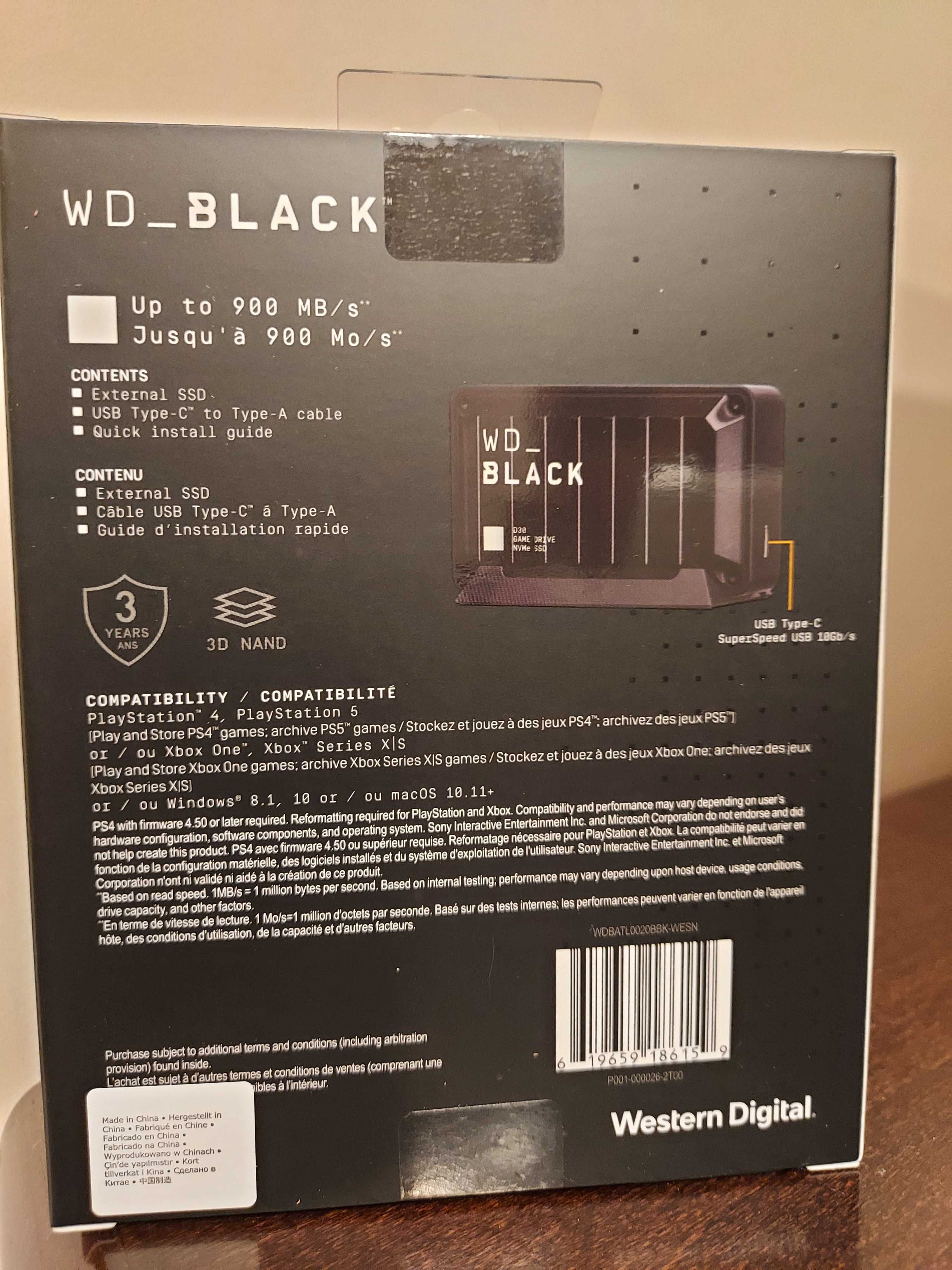 Nowy dysk zewnętrzny WD_Black D30 Game Drive SSD 2TB (XBOX / PS5 / PC)