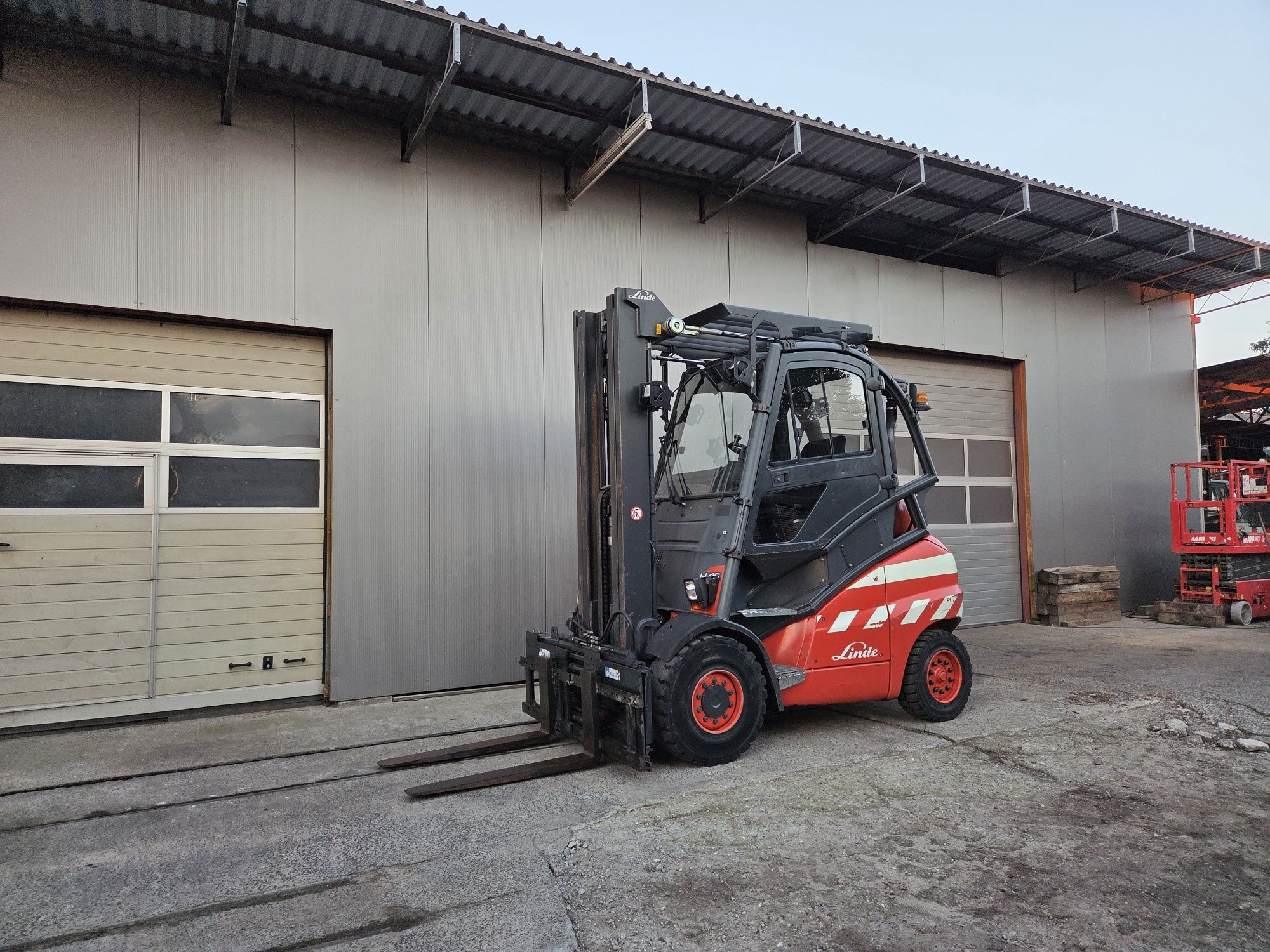 Wózek widłowy Linde H45T, Rok 2006, Triplex 6.30 m, Kabina, Pozycjoner
