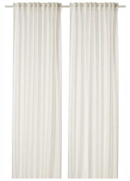 Nowe IKEA DYTAG 145x250 Zasłony Lniane LEN Białe Komplet Zasłon