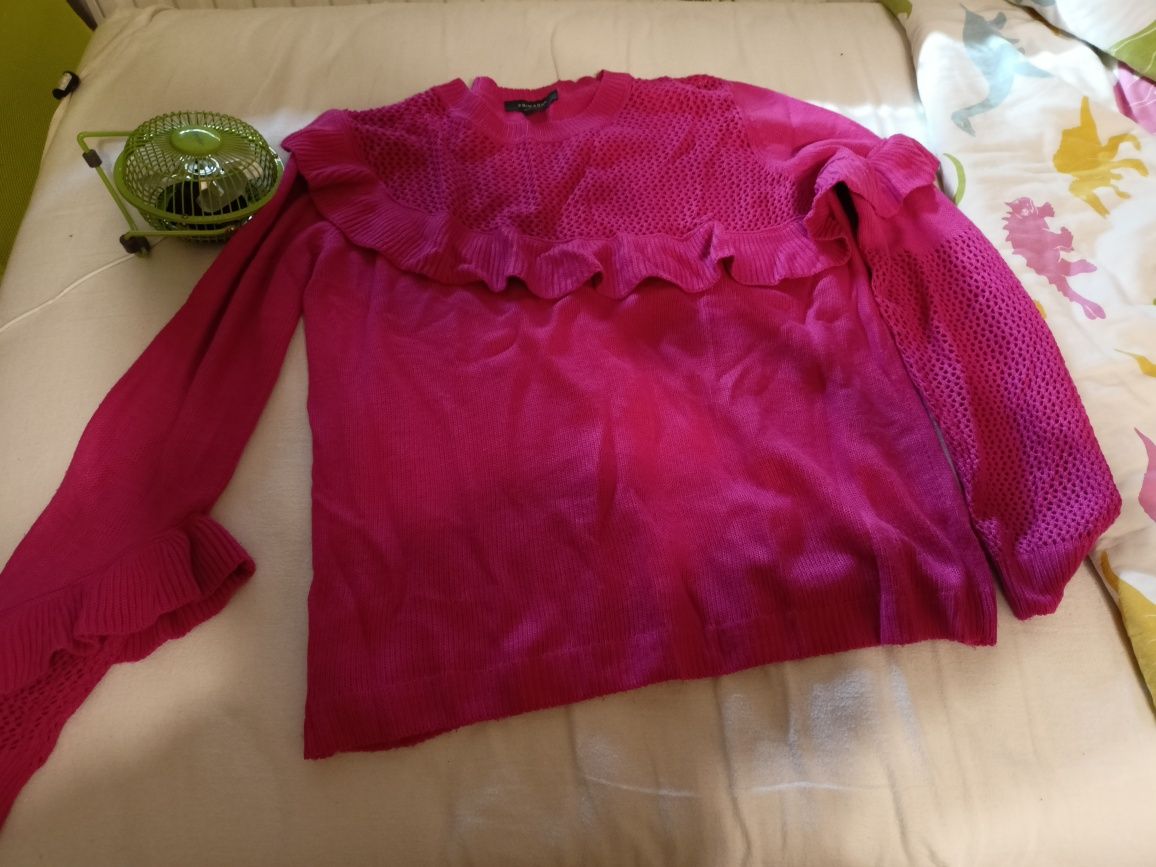 Piękny różowy sweterek bluzka koronka prześwitująca 38 M