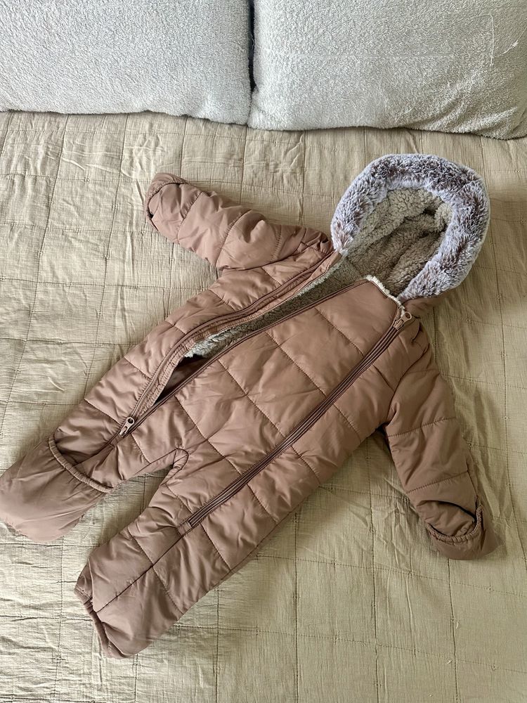 Nowy bez metki kombinezon zimowy 68 cm karmelowy unisex