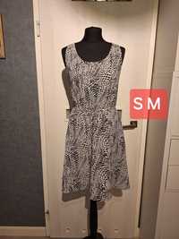 Sukienka letnia S 36 M 38 wzory letnia rozkloszowana asymetryczna